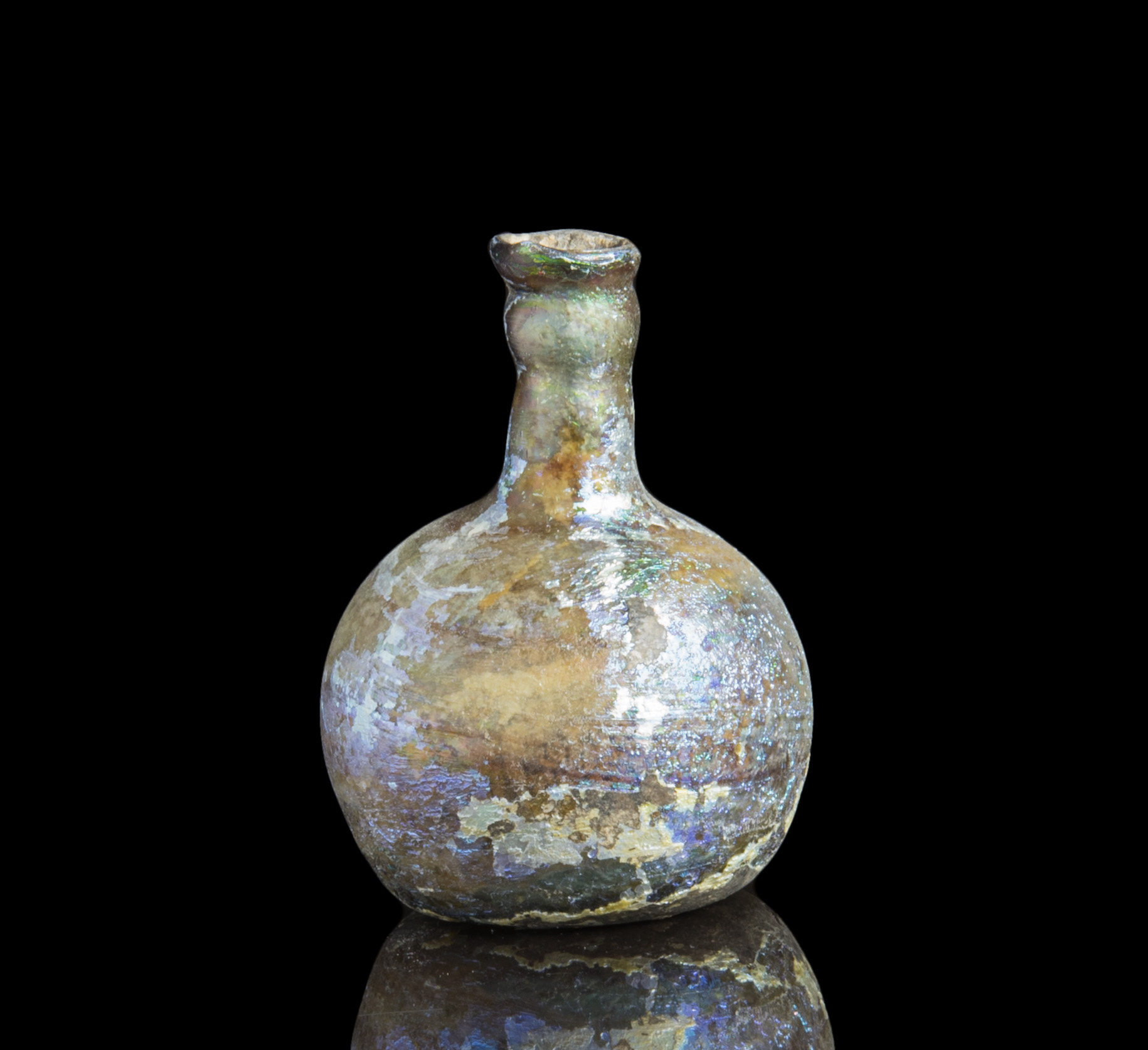 Ancient Roman glass cosmetics flask with pretty iridescence Antiquities 5